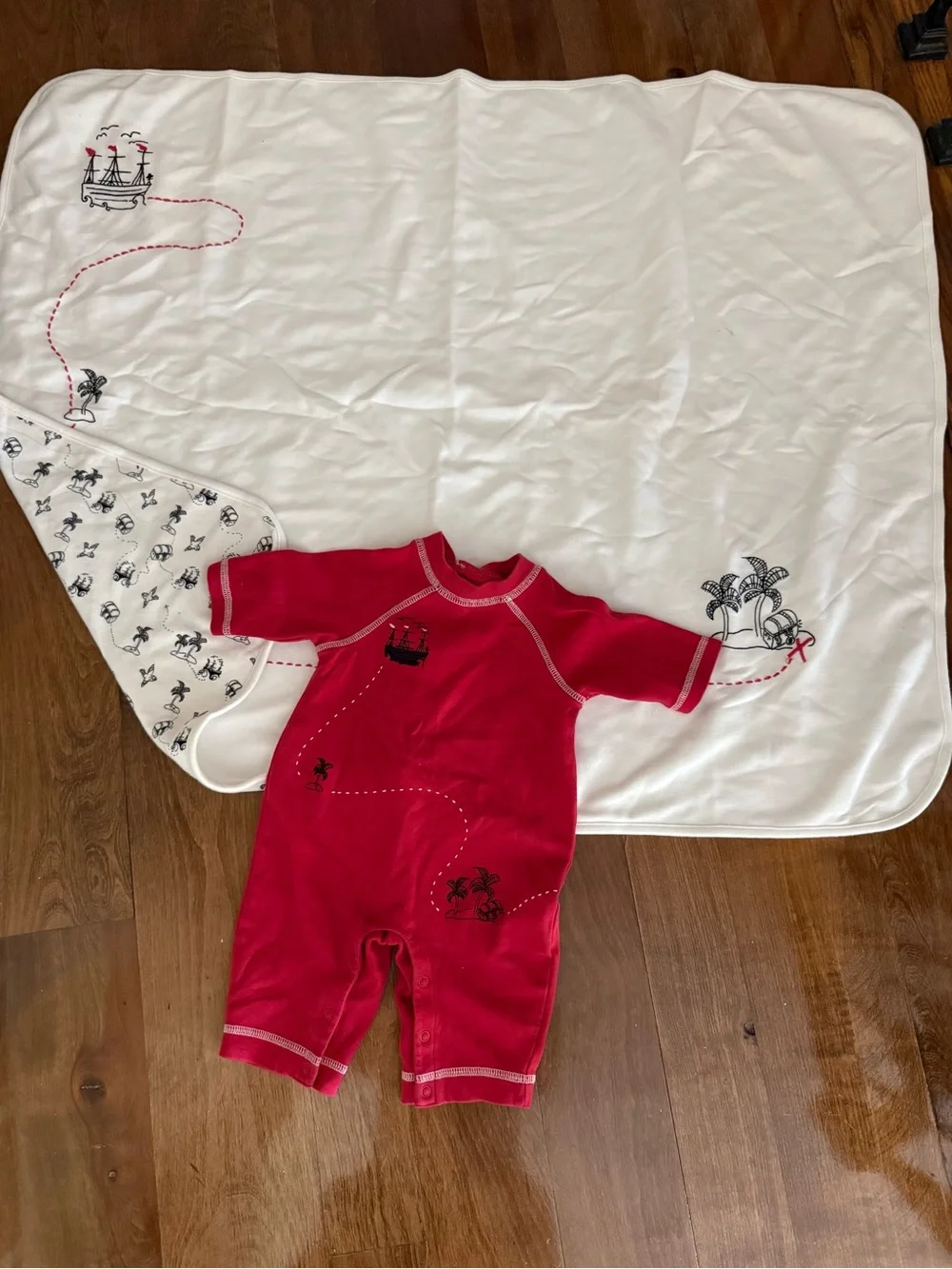Vintage Gymboree 2004 Pirate Island Map Treasure Chest Baby Blanket set